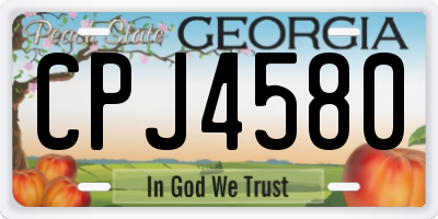 GA license plate CPJ4580
