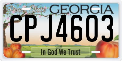 GA license plate CPJ4603