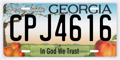 GA license plate CPJ4616