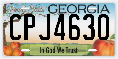 GA license plate CPJ4630