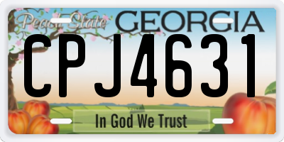 GA license plate CPJ4631