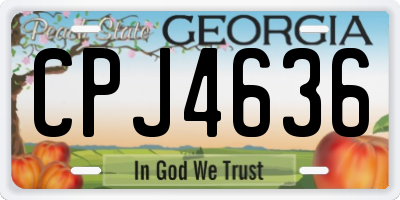 GA license plate CPJ4636
