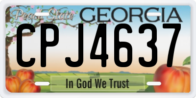 GA license plate CPJ4637