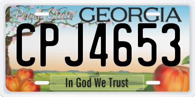 GA license plate CPJ4653