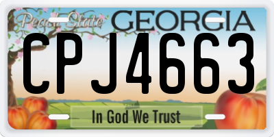 GA license plate CPJ4663