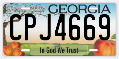 GA license plate CPJ4669