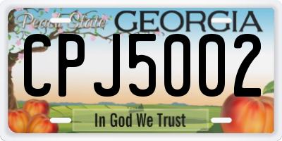 GA license plate CPJ5002