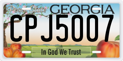 GA license plate CPJ5007