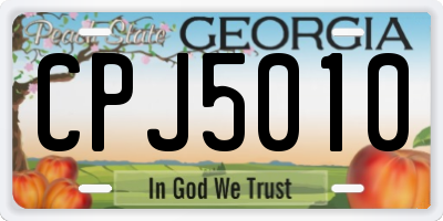 GA license plate CPJ5010
