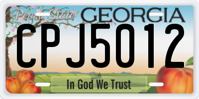 GA license plate CPJ5012