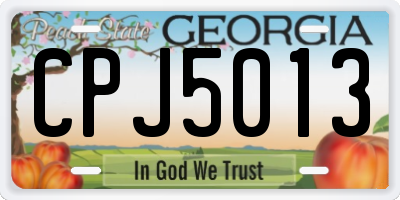 GA license plate CPJ5013