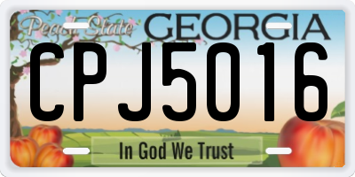 GA license plate CPJ5016