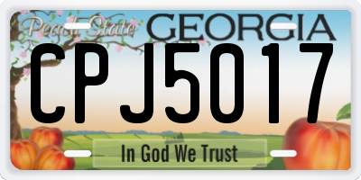 GA license plate CPJ5017