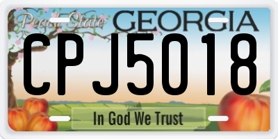 GA license plate CPJ5018