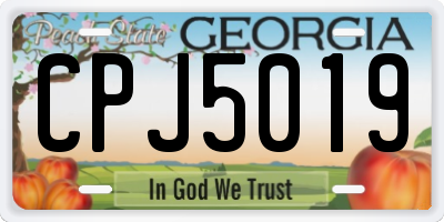 GA license plate CPJ5019