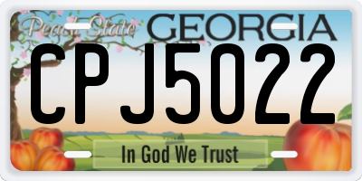 GA license plate CPJ5022