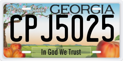 GA license plate CPJ5025