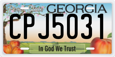 GA license plate CPJ5031