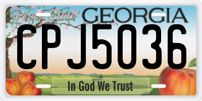 GA license plate CPJ5036