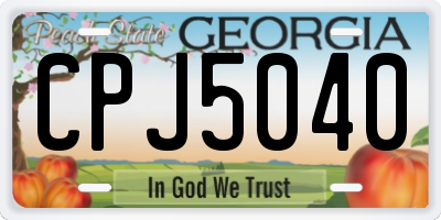 GA license plate CPJ5040