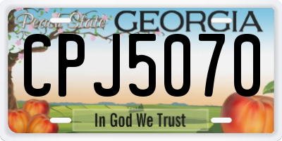 GA license plate CPJ5070