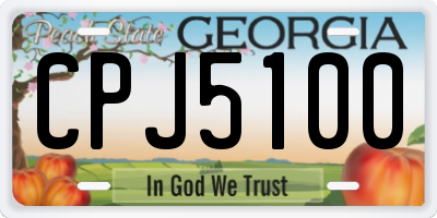 GA license plate CPJ5100