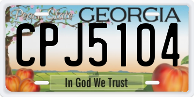GA license plate CPJ5104