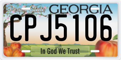 GA license plate CPJ5106
