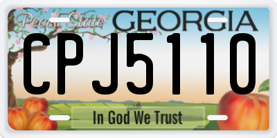 GA license plate CPJ5110