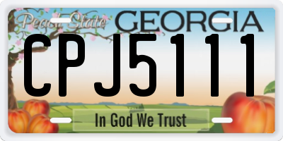 GA license plate CPJ5111