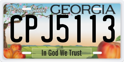 GA license plate CPJ5113
