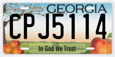 GA license plate CPJ5114