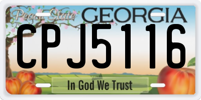 GA license plate CPJ5116