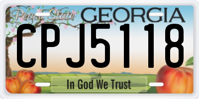 GA license plate CPJ5118