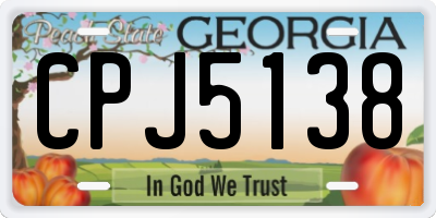 GA license plate CPJ5138