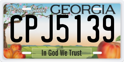 GA license plate CPJ5139