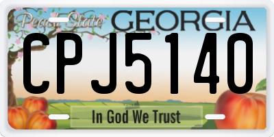 GA license plate CPJ5140