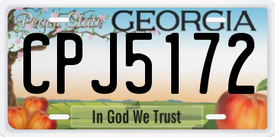 GA license plate CPJ5172