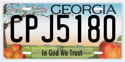GA license plate CPJ5180