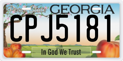 GA license plate CPJ5181
