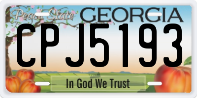 GA license plate CPJ5193