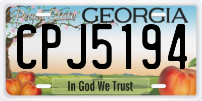 GA license plate CPJ5194