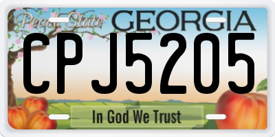 GA license plate CPJ5205