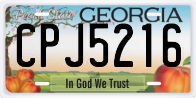 GA license plate CPJ5216