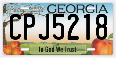 GA license plate CPJ5218