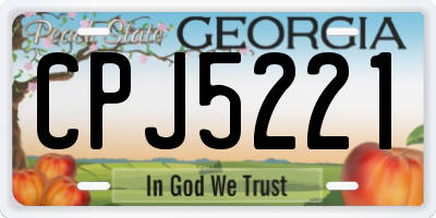 GA license plate CPJ5221
