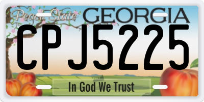 GA license plate CPJ5225