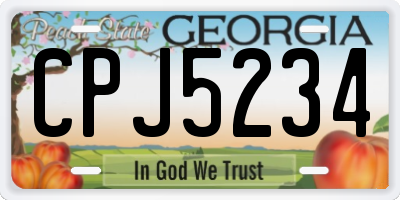 GA license plate CPJ5234