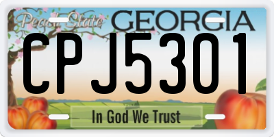 GA license plate CPJ5301