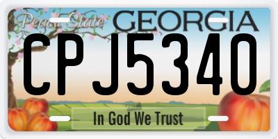 GA license plate CPJ5340